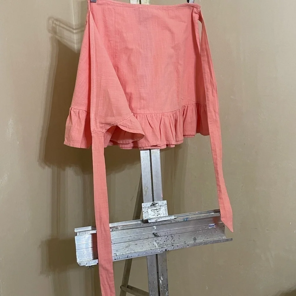SALMON PINK RUFFLE WRAP SKIRT SZ SMALL